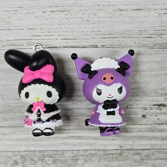 Sanrio My Melody Kuromi Charm Set Kawaii Lolita Goth Keychain Pendant - Picture 1 of 10